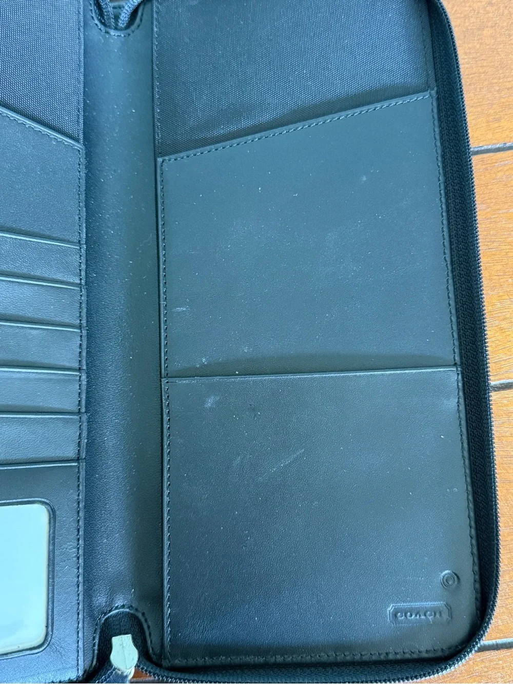 Vintage Coach Nylon Leather Trim Slim Black Credit Card Travel Organizer Wallet